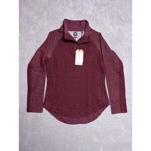 Prana Womens Frozen Falls Sweater Small Red Mulberry Wool Pullover Layer Hiking